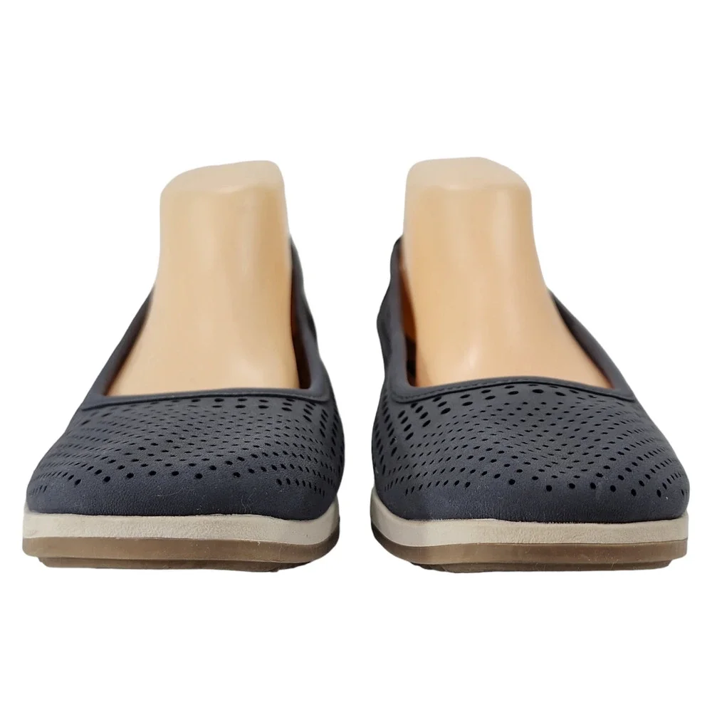 Naturalizer Becky Wedge Heels 9.5 Women Gray White N5 Comfort Shoe Perforated‎